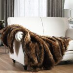 Luxury Plush Faux Fur Throw Blanket, Long Pile Brown with Black Tipped Blanket, ... - Image 2