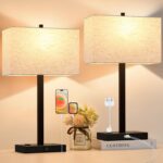 Lynnoland 21" Set of 2 Table lamp with USB A+C & AC Outlets, Touch Control 3-Way... - Image 2