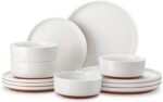 MALACASA Plates and Bowls Sets, 12 Pieces Modern Stoneware Dinnerware Set for 4 ... - Image 2