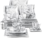 MALACASA Plates and Bowls Sets, 30 Piece Porcelain Dinnerware Sets for 6, Square... - Image 2