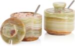 MARBLOUS KRAFTS Marble Salt Cellar with Lid and Spoon 3" Inch Green Stone Salt D... - Image 2