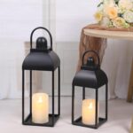 MATAHUM Lanterns Decorative Outdoor Indoor, Black Metal Outdoor Lanterns, 17'' 1... - Image 2