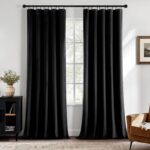MIULEE Black Velvet Blackout Curtains 84 Inch Long Luxury Super Soft Thermal Ins... - Image 2