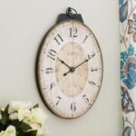 MODE HOME Large French Country Oval Wall Clock for Living Room Decor, Rustic Far... - Image 2