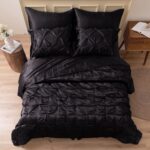 MR&HM Satin Comforter Queen 7 Pieces - Luxurious Pinch Pleat Bedding Set with Co... - Image 2