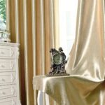 MYRU 2 Panels Set Semi Blackout Gold Curtains for Living Room Embossed Flower Cu... - Image 2