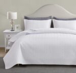 Maple&Stone White Quilt Set Queen Size, Lightweight Bedspread Ultrasonic Chevron... - Image 2