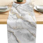 Marble Table Runner 13x71 Inch Gold Grey Table Dresser Runners Modern Table Deco... - Image 2