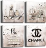 Meetdeceny Beige Canvas Prints Artwork Fashion Bedroom Wall Decor Girls Handbag ... - Image 2