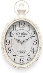 Menterry Small Retro Oval Wall Clock, Antique Old Design, White Vintage Style, B... - Image 2