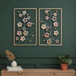 Metal Flower Wall Decor Framed, Set of 2 Floral Art wall decor, Elegant Wall Dec... - Image 2