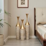 Metal Tall Floor Vase Set of 3, Large Gold Vase Decorative Tall Stand Vases for ... - Image 2