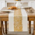 Metallic Style Table Runner, Cotton and Linen Gold Table Runners 72 inches Long,... - Image 2
