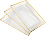 Mint Living-Elegant Plastic Serving Tray & Platter Set (3pk)-Clear & Gold Rim Di... - Image 2