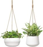 Mkono Ceramic Hanging Planter of Shallow 8 Inch and Deep 6 Inch for Indoor Outdo... - Image 2