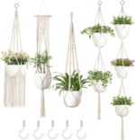 Mkono Macrame Plant Hangers, 5 Pack Different Tiers Indoor Hanging Planters Bask... - Image 2
