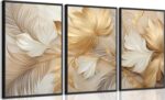 Modern Abstract Gold Botanical Canvas Wall Art Fashion Plants Wall Decor Picture... - Image 2