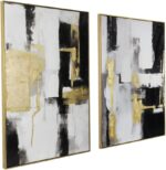 Modern Abstract Wall Art Decor- Black and Gold, 24x36 inch x 2, Framed - Ideal f... - Image 2