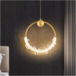 Modern Copper Ring Small Chandelier Indoor Hanging Light Restaurant Luxury Cryst... - Image 2