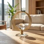 Modern Crystal Ball Decor with Gold Metal Ring Frame, 5.3in / 13.5cm Circular De... - Image 2