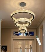 Modern Crystal Chandelier 36W Dimmable LED Ceiling Light Fixture with Remote Lux... - Image 2