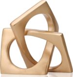 Modern Geometric Sculpture Gold Knot Statue Decor, Home Gold Bookcase Centerpiec... - Image 2