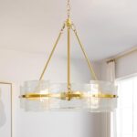 Modern Glass Chandeliers for Dining Room: 22" Drum Kitchen Chandelier Over Table... - Image 2
