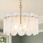 Modern Gold Chandelier, 18.3’’ Luxury Glass Chandelier for Dining Room Clound Gl... - Image 2