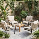 Modern Outdoor Lounge Chairs Set of 4, All-Weather Patio Accent Chairs with Thic... - Image 2