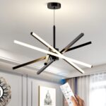 Modern Sputnik Chandelier Ceiling 82W LED Black Pendant Light Embedded Mount Cha... - Image 2