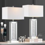 Modern Table Lamp Set of 2 Touch Control, Silver Mirror Diamond Crystal Bedside ... - Image 2