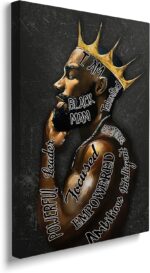 Motivational Wall Art - African American Wall Decor Black Gold King Canvas Art P... - Image 2