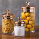 MyGift Glass Apothecary Cookie Jar Set with Copper Lid - Decorative Kitchen and ... - Image 2