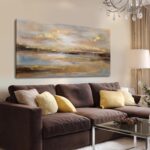 NBAODAN Abstract Wall Art for Living Room Gold and Orange Wall Decor for Living ... - Image 2