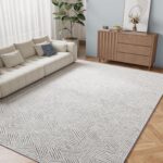 NICETOWN 8x10 White Area Rug for Bedroom, Jacquard Large Thin Washable Rug for L... - Image 2