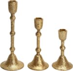 NIKKY HOME Gold Taper Candle Holders Set of 3, Vintage Decorative Resin Candlest... - Image 2