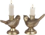 NIKKY HOME Taper Candle Holders Set of 2, Gold Birds Decor, Vintage Candlesticks... - Image 2