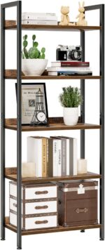 NUMENN Bookshelf, 5 Tier Bookshelves, Home Office Bookcase Shelf Storage Organiz... - Image 2