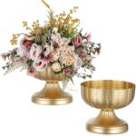 NUPTIO Gold Vases for Centerpieces Wedding: Hammered Brass Compote Vases for Sma... - Image 2
