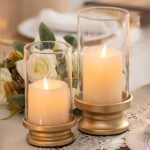 NUPTIO Hurricane Candle Holder Gold: Pillar Candle Holders with Clear Glass Slee... - Image 2
