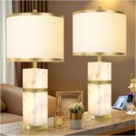 Natural Alabaster Table Lamps Set of 2 - Table Lamp with Night Light for Bedroom... - Image 2