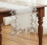 Natural Linen Table Runner 36 inches Neutral Earth Tones Beige Lace Coffee Table... - Image 2