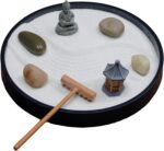 Nature's Mark Mini Zen Garden Kit for Desk with Rake, White Sand, Black Round Ba... - Image 2