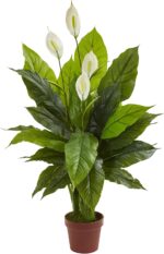 Nearly Natural 42in Artificial Peace Lily Spathiphyllum, Real Touch Silk Plant F... - Image 2