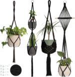 Nook Theory 4-Pack Macrame Plant Hangers with 8 Hooks - Hanging Planters for Ind... - Image 2