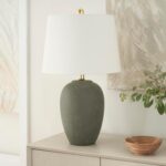 Nourison Home 23" Olive Green Ceramic Pot Table Lamp for Bedroom, Living Room, D... - Image 2