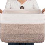 OIAHOMY Cotton Rope Basket, Rectangle Woven Baskets for Storage, Nursery Blanket... - Image 2
