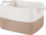 OIAHOMY Woven Storage Basket for Shelves, Rectangle Cotton Rope Baskets for Orga... - Image 2