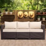 Oasishine Patio Furniture 3-seat Sofa Wicker Outdoor Furniture Outdoor Couch Dee... - Image 2