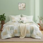 Oli Anderson Queen Comforter Set, 7 Pieces Light Green Floral Seersucker Bed Com... - Image 2
